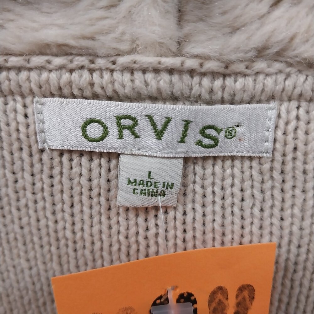 3305 Size Large Orvis Fun Fur Trimmed Cardigan Sweater - Picture 8 of 9